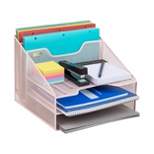 Mind Reader 5 Tray Mesh File/Letter/Document Desktop Organizer Pink