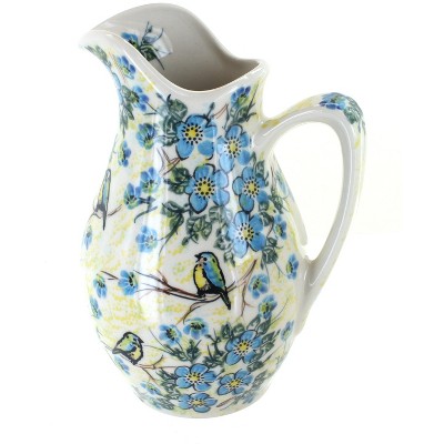 Blue Rose Polish Pottery Bluebird Garden Pitcher