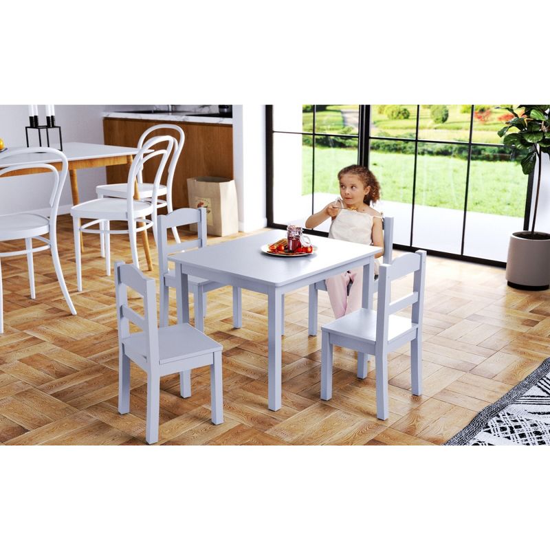 5pc Kids&#39; Wood Table and Chair Set White - Humble Crew, 4 of 8