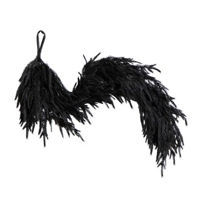 Nearly Natural 4-ft Artificial Real Touch Halloween Black Norfolk Island Pine Garland with Natural Look