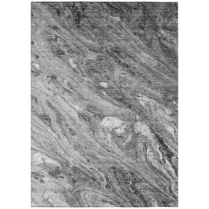 Gray Silver And Charcoal Abstract Washable Indoor Outdoor Area Rug - 1 of 4