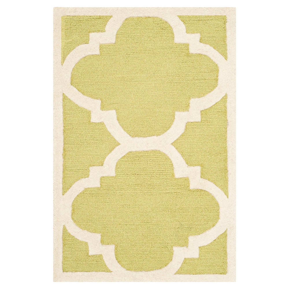  Landon Texture Wool Rug Green/Ivory
