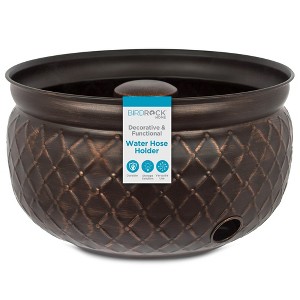 BirdRock Home Decorative Water Hose Pot - Open Top - Steel Metal with Copper Accents - 100ft - 1 of 4