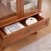 Vynxaria Cherry/Oak Illuminated Decorative Glass Storage Cabinet with Adjustable Shelves and Drawer - 4 of 4