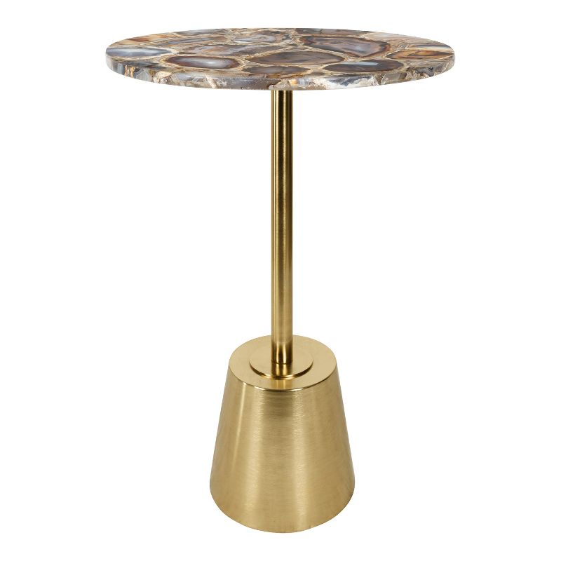 Kate and Laurel Tira Round Metal Side Table, 14x14x24, Gold, 1 of 12
