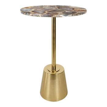 Kate and Laurel Tira Round Metal Side Table, 14x14x24, Gold