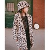 Deux par Deux Girl Printed Fake Fur Long Coat Black and Beige Leopard - 2 of 4