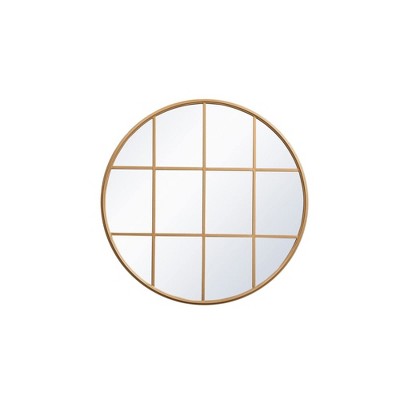 Elegant Lighting Metal windowpane mirror 36 inch in x 36 inch in Brass