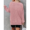 Coolmee Womens Waffle Knit Crewneck Sweatshirts Long Sleeve Side Slits Casual Pullover Sweatshirt Tops - 2 of 4