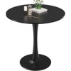 GlasFlength Coffee Tables Pedestal Leisure, Round Side Table, for Living Room Bedroom and Balcony, Minimalist Elegance，Black，31.5"*31.5"*28.74" - 2 of 4