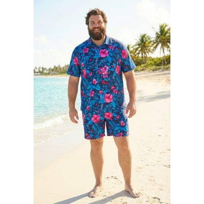 Мужские брюки KingSize 8" Swim Trunks With Super Stretch Liner - L, Blue Exotic Floral — фото 4