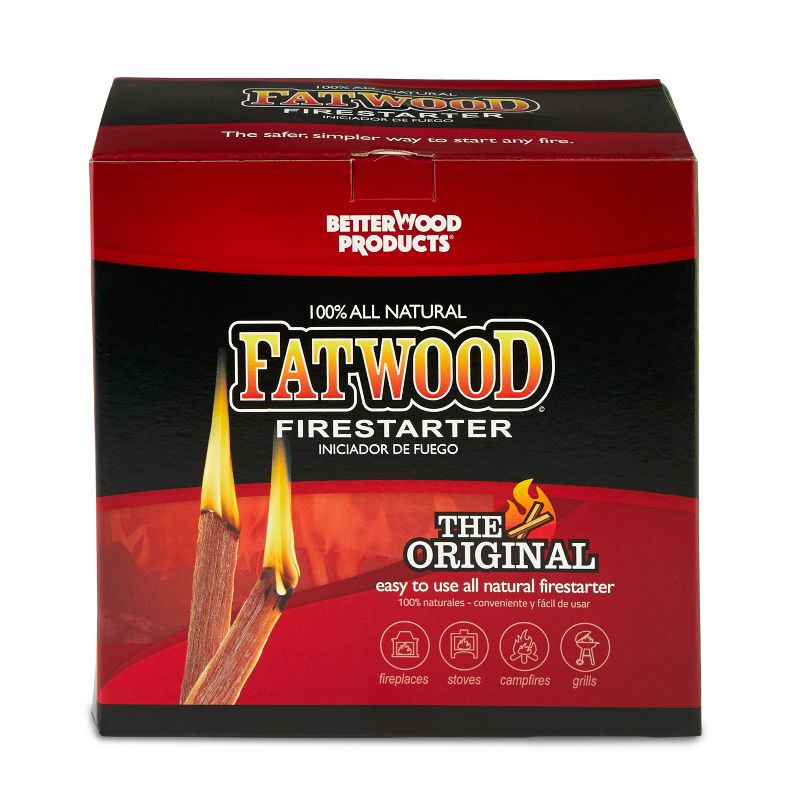 Betterwood 5lb Fatwood Natural Pine Firestarter (1 Pack) for Campfire, BBQ, or Pellet Stove; Non-Toxic and Water Resistant, 3 of 8
