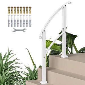 Outsunny 1-3 Step Handrails for Outdoor Steps, Outdoor Stair Railing with Installation Kit, Metal Handrail for Concrete Steps, Porch, Deck - 1 of 4