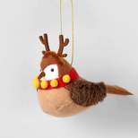 Fabric Bird Dressed as Reindeer Christmas Tree Ornament - Wondershop™