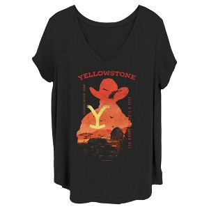 Women's Yellowstone Sunset Silhouette John Dutton & Truck T-Shirt - 1 of 4