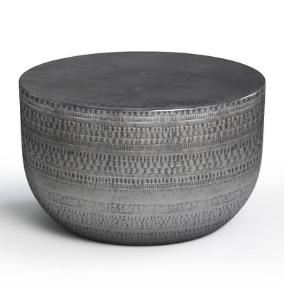 Jean Metal Coffee Table Antique Silver - WyndenHall: Hammered Texture, No Assembly Required