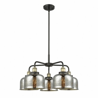 Bell - 5 Light Stem Hung Chandelier In Art Deco Style-14.75 Inches Tall and 26 Inches Wide