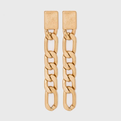 Flat Oval Link Chain Drop Earrings - Universal Thread™ Worn Gold
