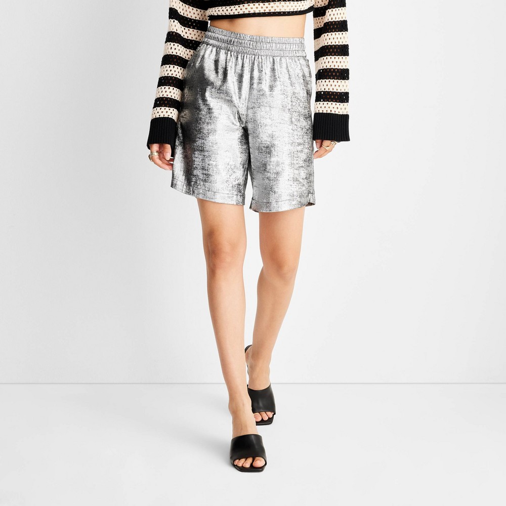 Women's Metallic Shorts - Future Collective™ with Alani Noelle Dark Gray XS