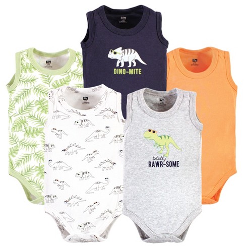 Hudson Baby Infant Boy Cotton Sleeveless Bodysuits, Cool Dinosaurs, 0-3  Months : Target