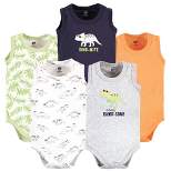 Hudson Baby Infant Boy Cotton Sleeveless Bodysuits, Cool Dinosaurs