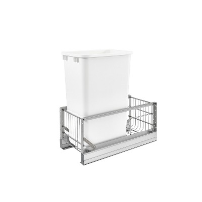 Rev-A-Shelf 5349-15DM-1 22 x 10.75 x 19.25 Inch 35 Quart Kitchen Cabinet Pull Out Waste Container Storage with Trash Can and Wire Basket