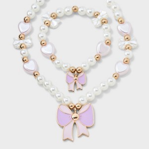 Baby Beaded Bow Necklace & Bracelet Set - Cat & Jack™ Ivory - 1 of 3