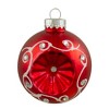Northlight Jewel Retro Reflector Glass Christmas Ball Ornaments - 3.25" (82mm) - Red and Silver - 6ct - 2 of 4