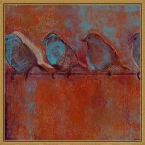 Amanti Art Row of Sparrows I by Norman Wyatt Jr. Framed Canvas Wall Art - 1 of 4