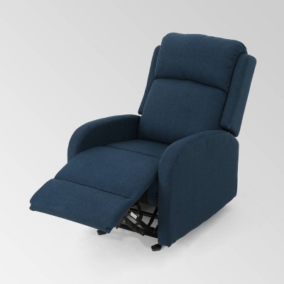 Navy Blue Polyester Rocking Recliner with Black Legs