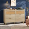 Whizmax 6 Drawer Rattan Dresser, Narrow Wicker Chest of Drawer with Railed Edge, Metal Legs, Gold Handles, Wooden Storage Dresser for Bedroom,Nursery - 3 of 4