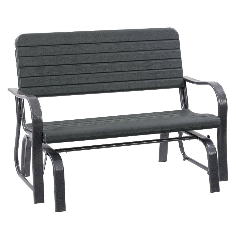 Lake Font Patio Gliding Bench - Dark Green - CorLiving: 2-Person Seating, UV & Weather-Resistant, Steel Frame