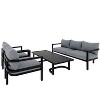 Fred 4-Piece Simple Design Patio Conversation Set, Steel Frame Sofa Set with Large Size Coffee Table, Outdoor Furniture - Maison Boucle - 3 of 4