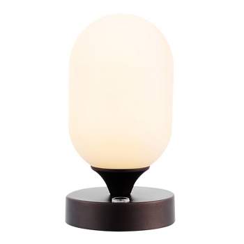 8" Eli Modern Minimalist Iron Rechargeable Integrated LED Table Lamp Oil Rubbed Bronze/White - JONATHAN Y
