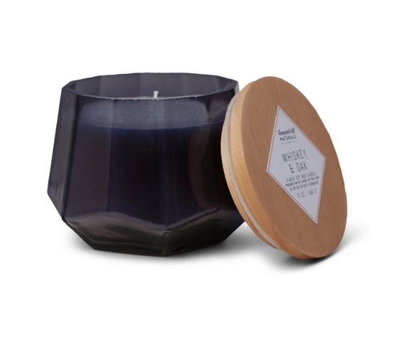 12oz Dodeca Glass Jar 3-Wick Candle Whiskey & Oak - Vineyard Hill Naturals By Paddywax