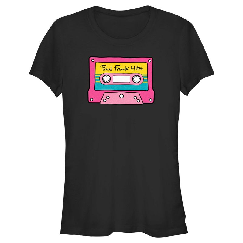 Juniors Womens Paul Frank Cassette Tape Hits Pink T-Shirt, 1 of 5