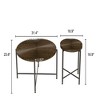 FONTOI End Table Two Piece Coffee and End Table Set Walnut Finish Distressed Cylindrical Modern Rustic Living Room, Walnut Brown, 31.4"*31.4"*18.9" - 4 of 4