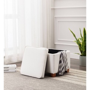 Square Storage Ottoman with Piping and Lift Off Lid - WOVENBYRD - 1 of 4