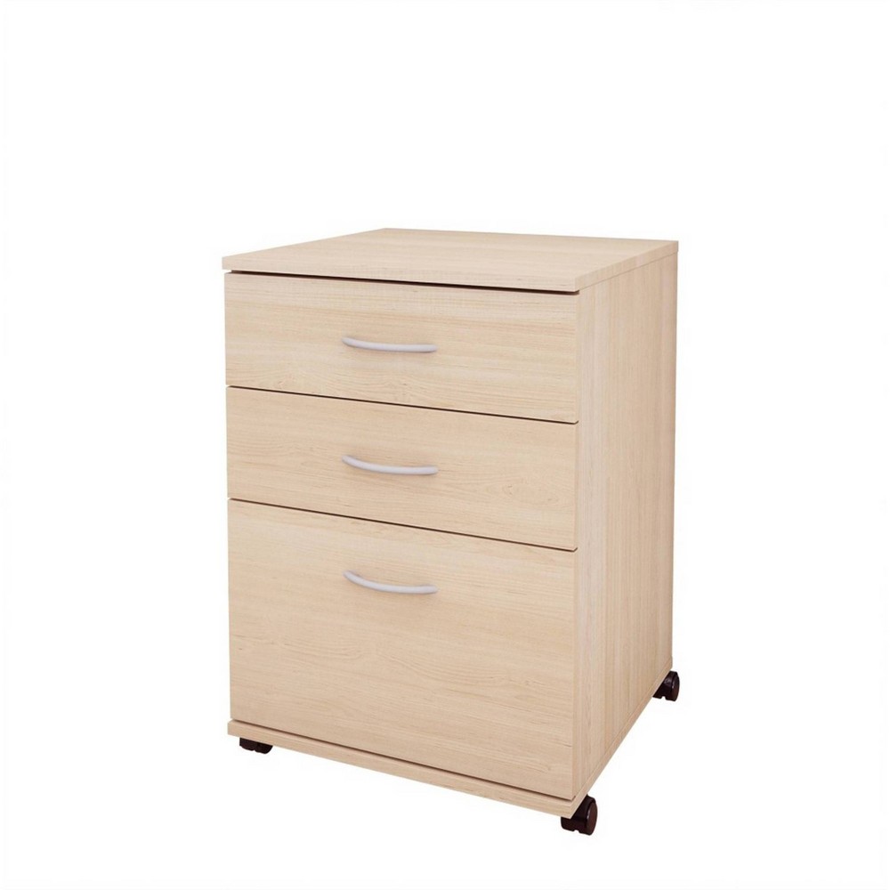 Photos - File Folder / Lever Arch File Essentials 3 Drawer Rolling Filing Cabinet Natural Maple - Nexera