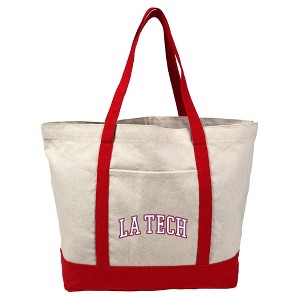 Louisiana Tech Bulldogs Distressed School Name Canvas Tote Bag With External Pocket, Reusable Shoulder Bag for Shopping, School, Beach - 1 of 4