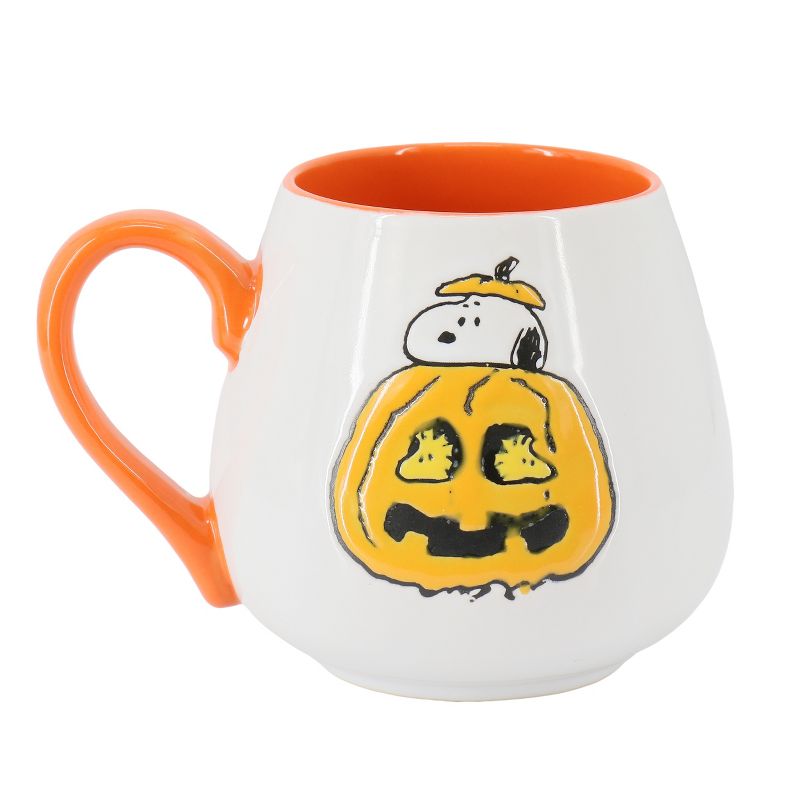 Peanuts Snoopy Halloween Pumpkin 4 Piece 20 Ounce Stoneware Mug Set in White and Orange, 2 of 7