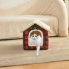 Christmas Cat Bed for Indoor Cats Plaid Xmas Cat Tent Cats Bed Cave for Pets Kittens and Dogs - 2 of 4