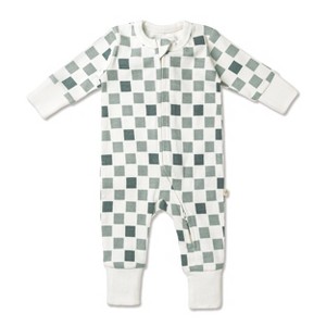 Organic Convertible Zip Romper - Checkered - 1 of 3