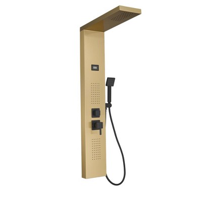 BWE 2-Jet Rainfall Shower Tower Shower Panel System with Rainfall Shower Head and Shower Wand