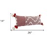 HomeRoots 14" X 36" Heute Red And Cream 100% Cotton Geometric Zippered Pillow - 3 of 4