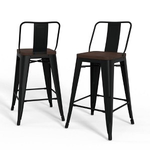 Set of 2 24" Josephine Counter Height Barstools, Industrial Design & Footrest - WyndenHall - 1 of 4