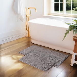 Soft Absorbent Chenille Bath Mat Rug with Anti-Skid Rubber Backing - Becky Cameron - 1 of 4