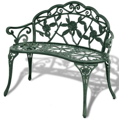 vidaXL Patio Bench 39.4 in. Cast Aluminum Green