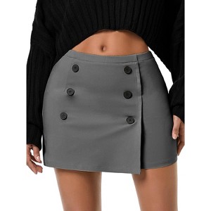 EXLURA Womens Button Bodycon Mini Skirt Sexy Night Club High Waist Elastic Y2K Fall Winter Plaid Skirts - 1 of 4