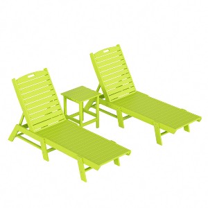 WestinTrends 3 Pieces Poly Outdoor Patio Chaise Lounge Chair with Side Table Set - 1 of 4